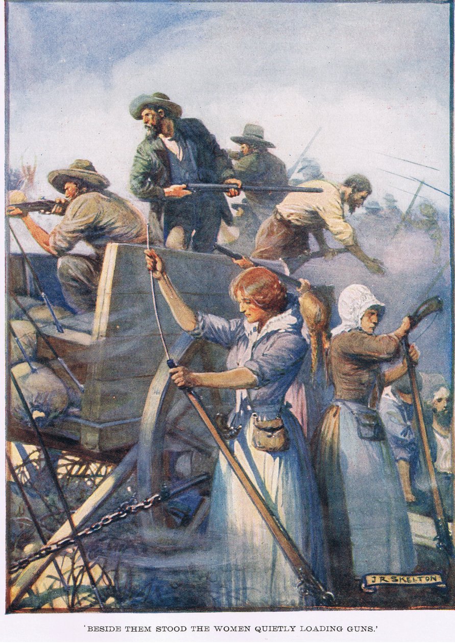 Ved siden av dem sto kvinnene stille og lastet våpnene av Joseph Ratcliffe Skelton