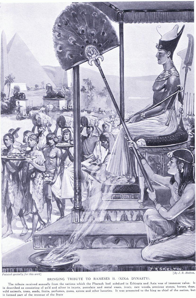 Bringer hyllest til Ramses II (XIX-dynastiet), ca. 1920 av Joseph Ratcliffe Skelton