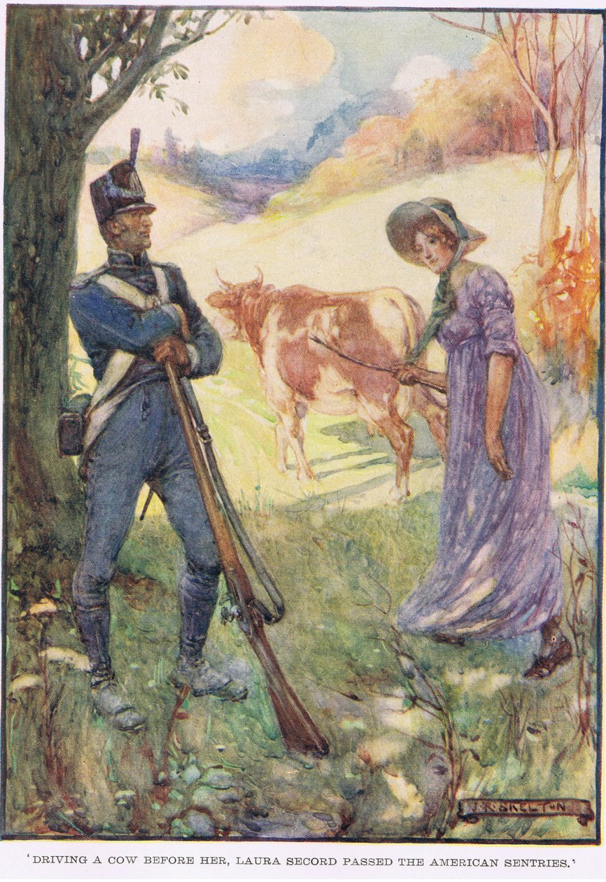 Laura Secord kjørte en ku før henne passerte de amerikanske vaktpostene av Joseph Ratcliffe Skelton