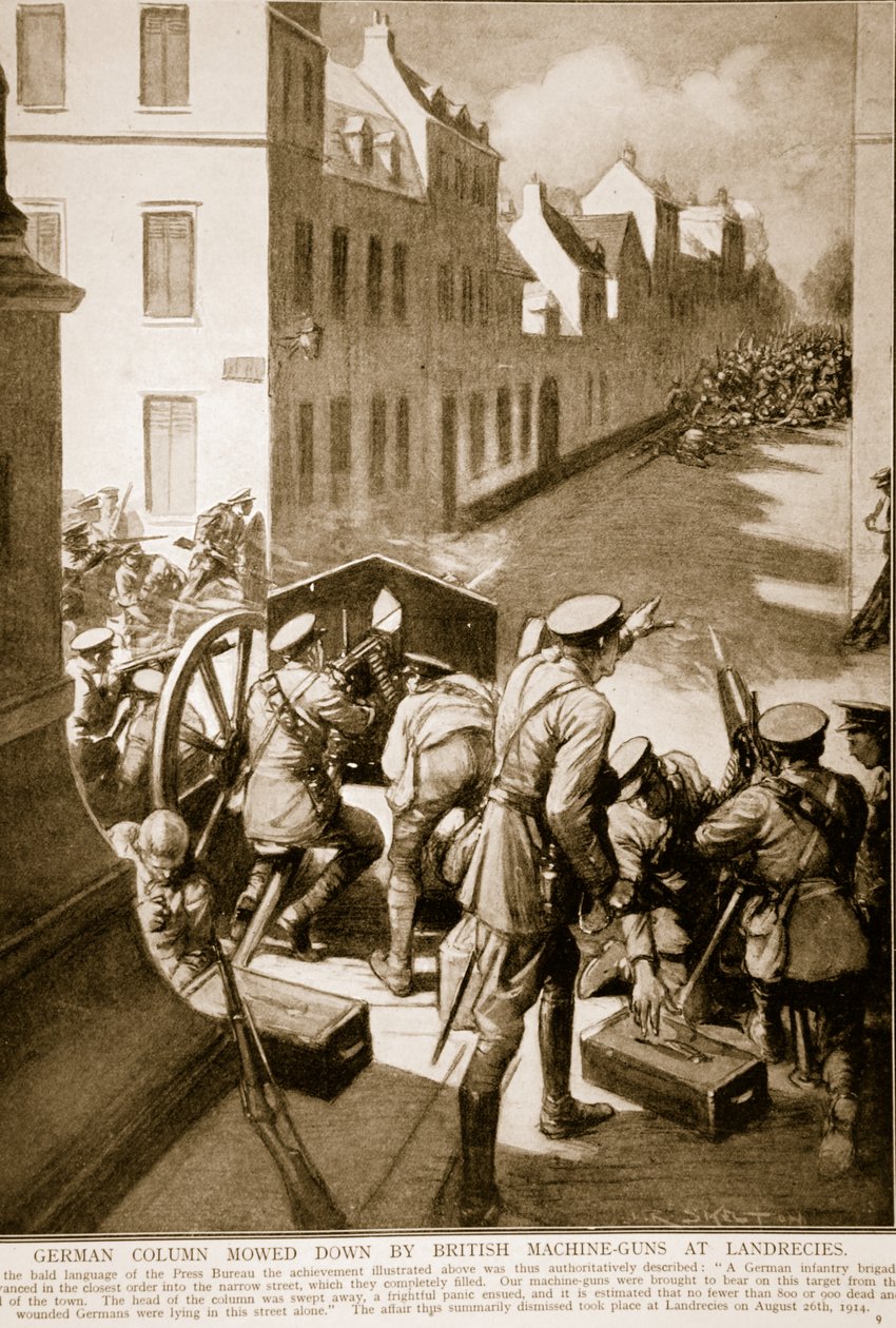 Tysk kolonne meiet ned av britiske maskingevær ved Landrecies av Joseph Ratcliffe Skelton