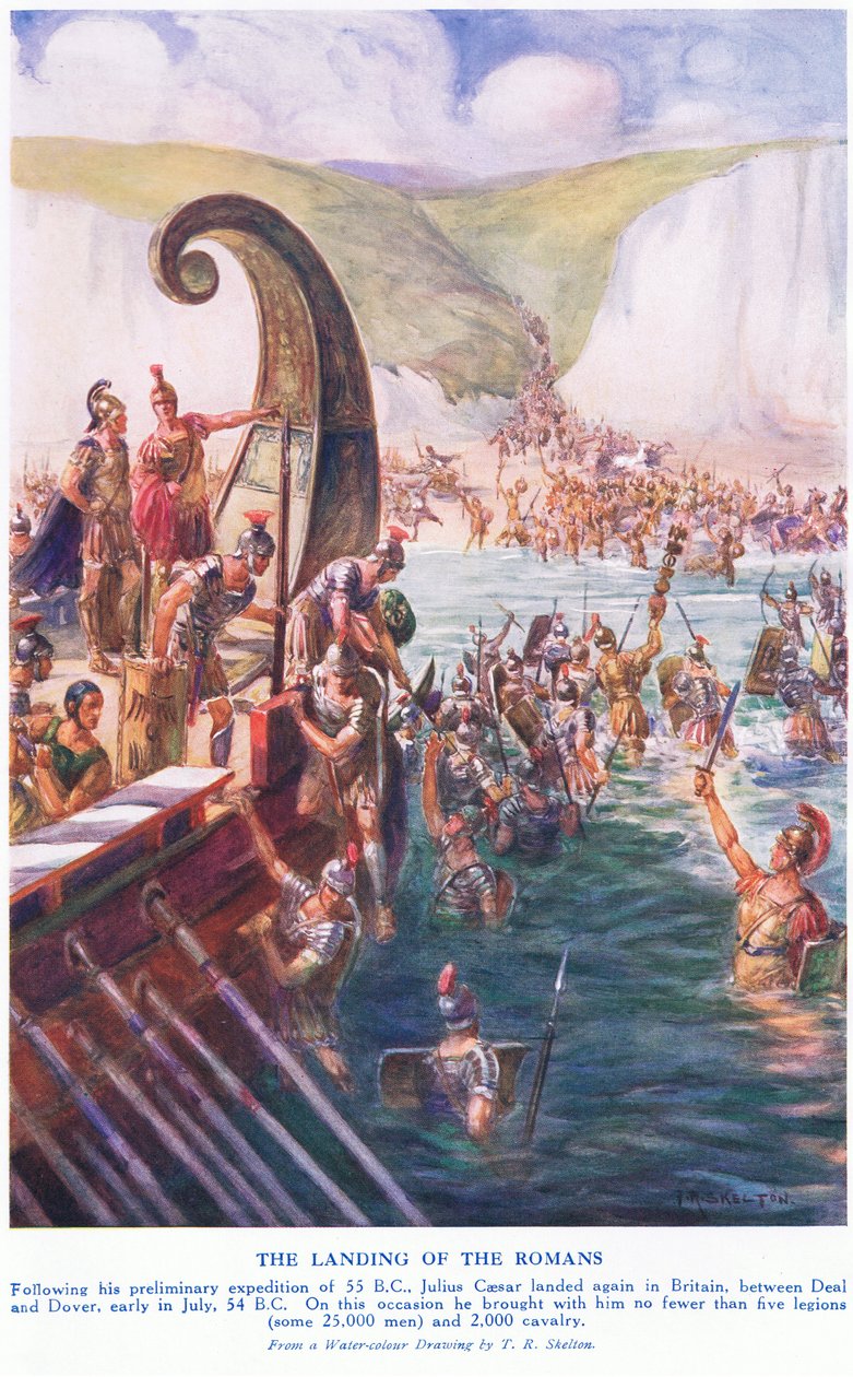 Romerne ankommer Storbritannia av Joseph Ratcliffe Skelton