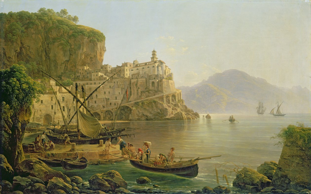 Utsikt mot Atrani på Amalfi, 1817 av Joseph Rebell
