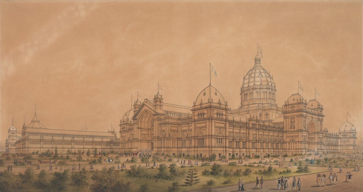 Utstillingsbygningen Melbourne 1880, South West Aspect of the Main Hall av Joseph Reed