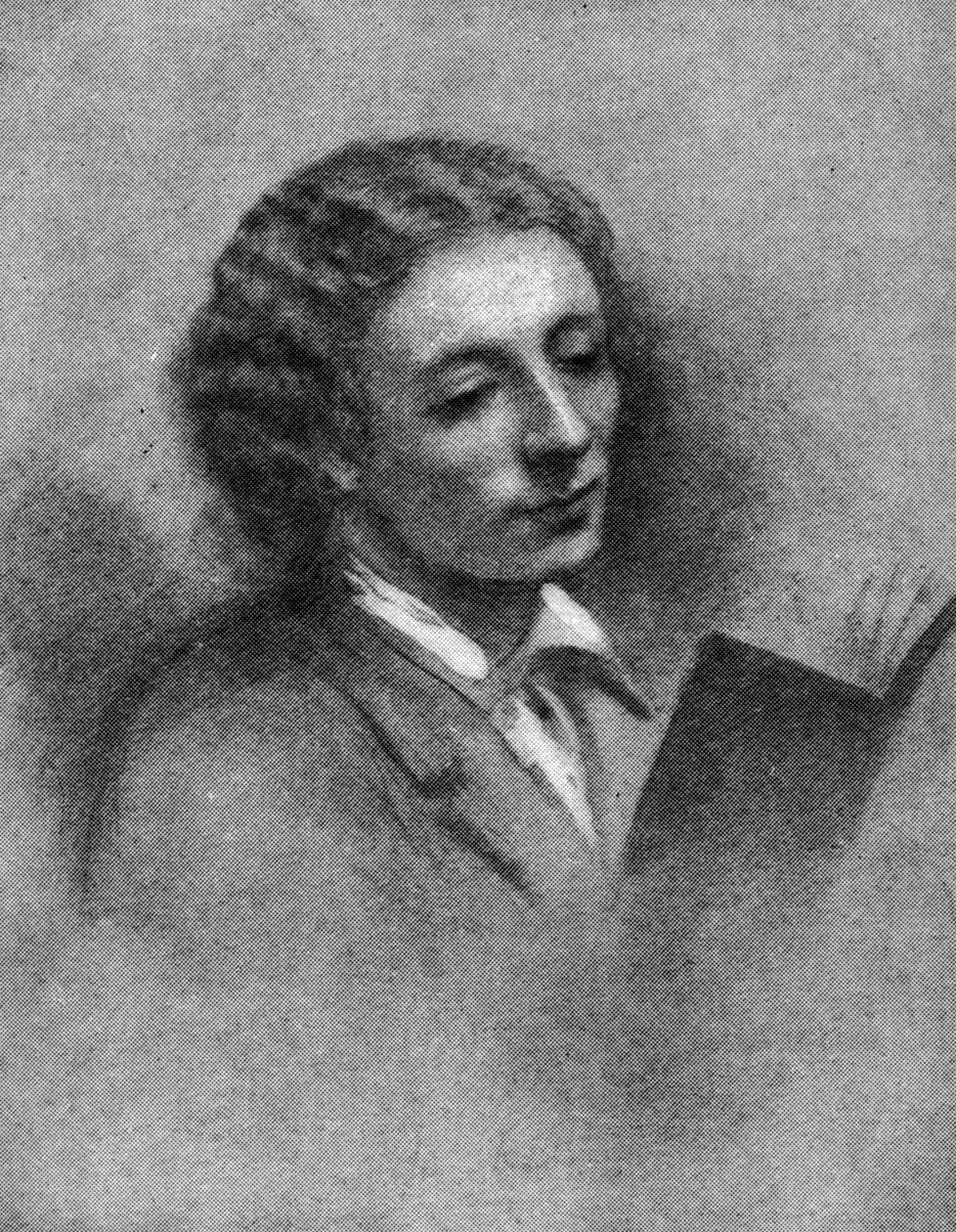 John Keats (kull og kritt på papir) av Joseph Severn