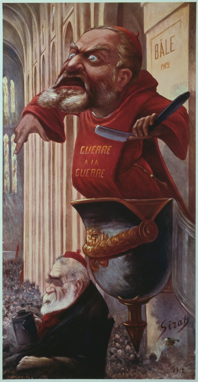 Karikatur av Jean Jaures og Edouard Vaillant på kongressen til Den andre sosialistiske internasjonale holdt i Basel, 1912 av Joseph Sirat