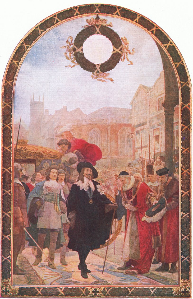 Charles I krever de fem medlemmene av Guildhall 1641-1642, fra Cassells History of the British People utgitt av Waverley Book Company Limited, ca. 1940 av Joseph Soloman