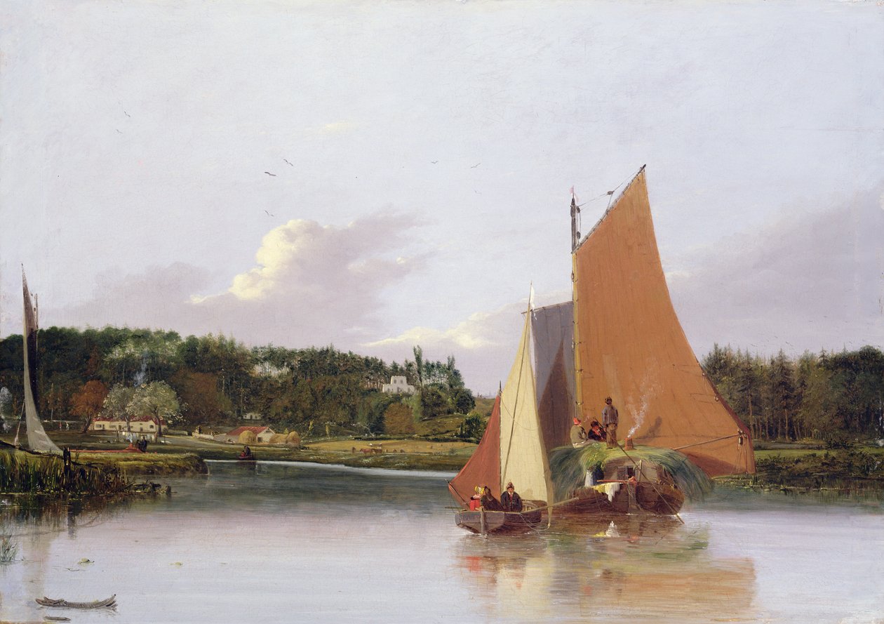 Båter på Yare nær Bramenton, Norfolk, 1828 av Joseph Stannard