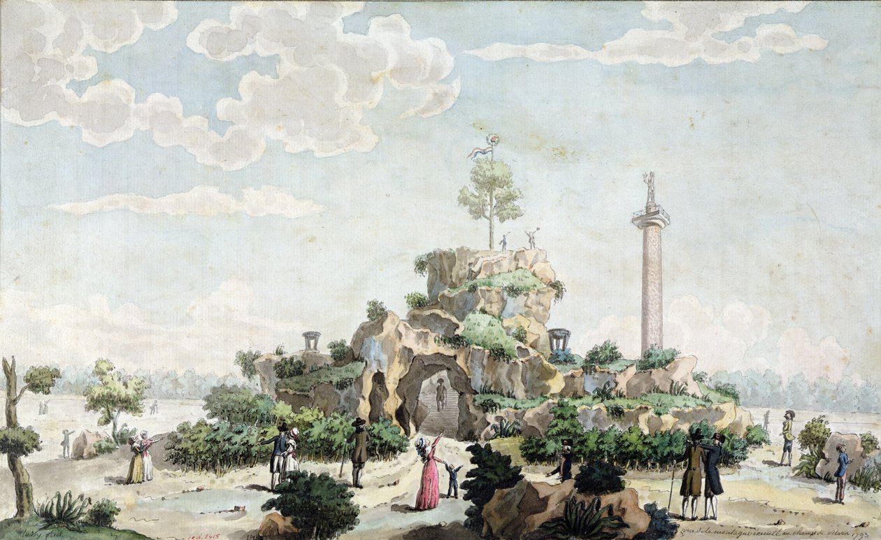 Kunstig fjell bygget i 1793 på Champs de Mars av Joseph Tassy