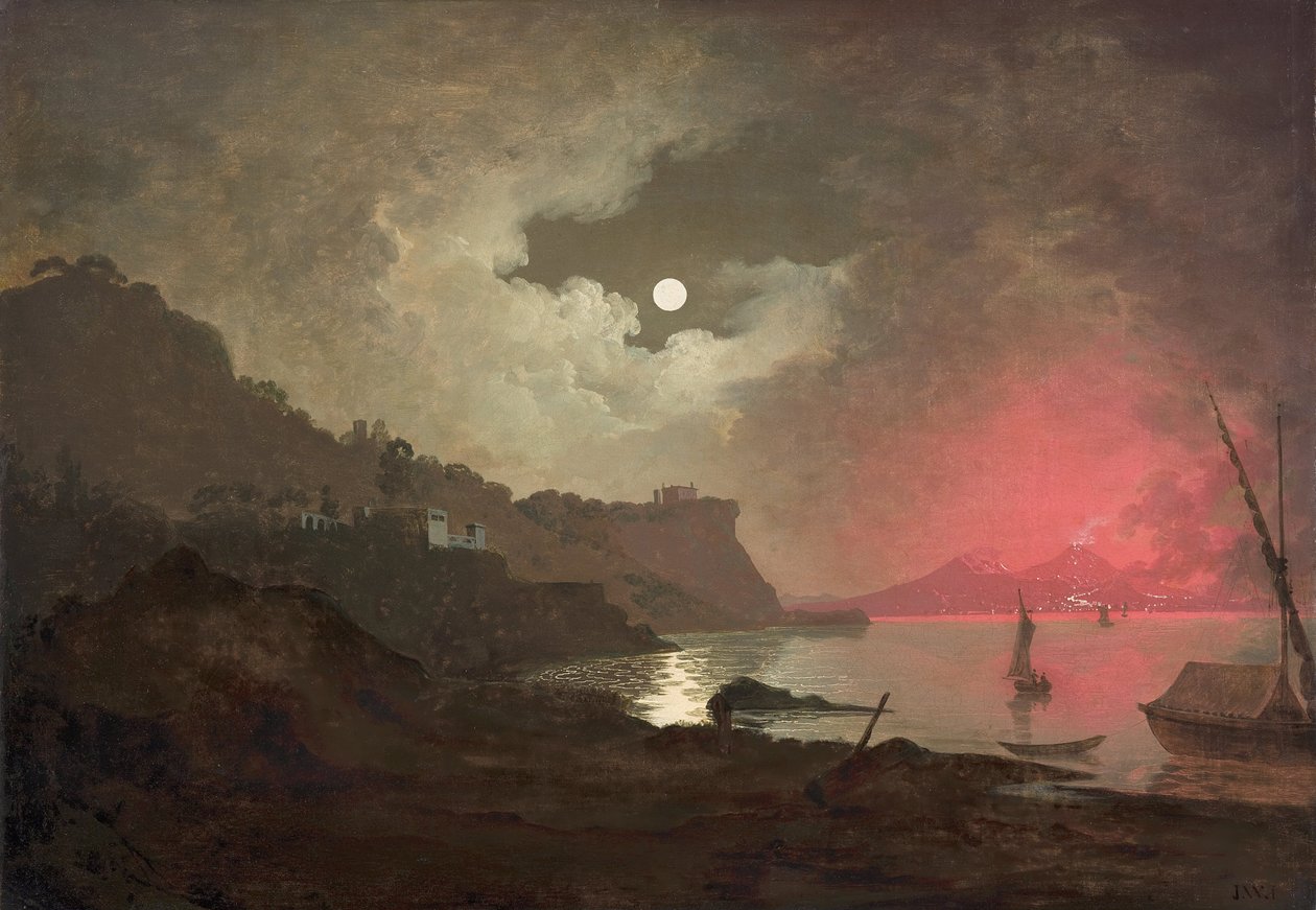 Utsikt over Vesuv fra Posillipo, Napoli av Joseph Wright of Derby