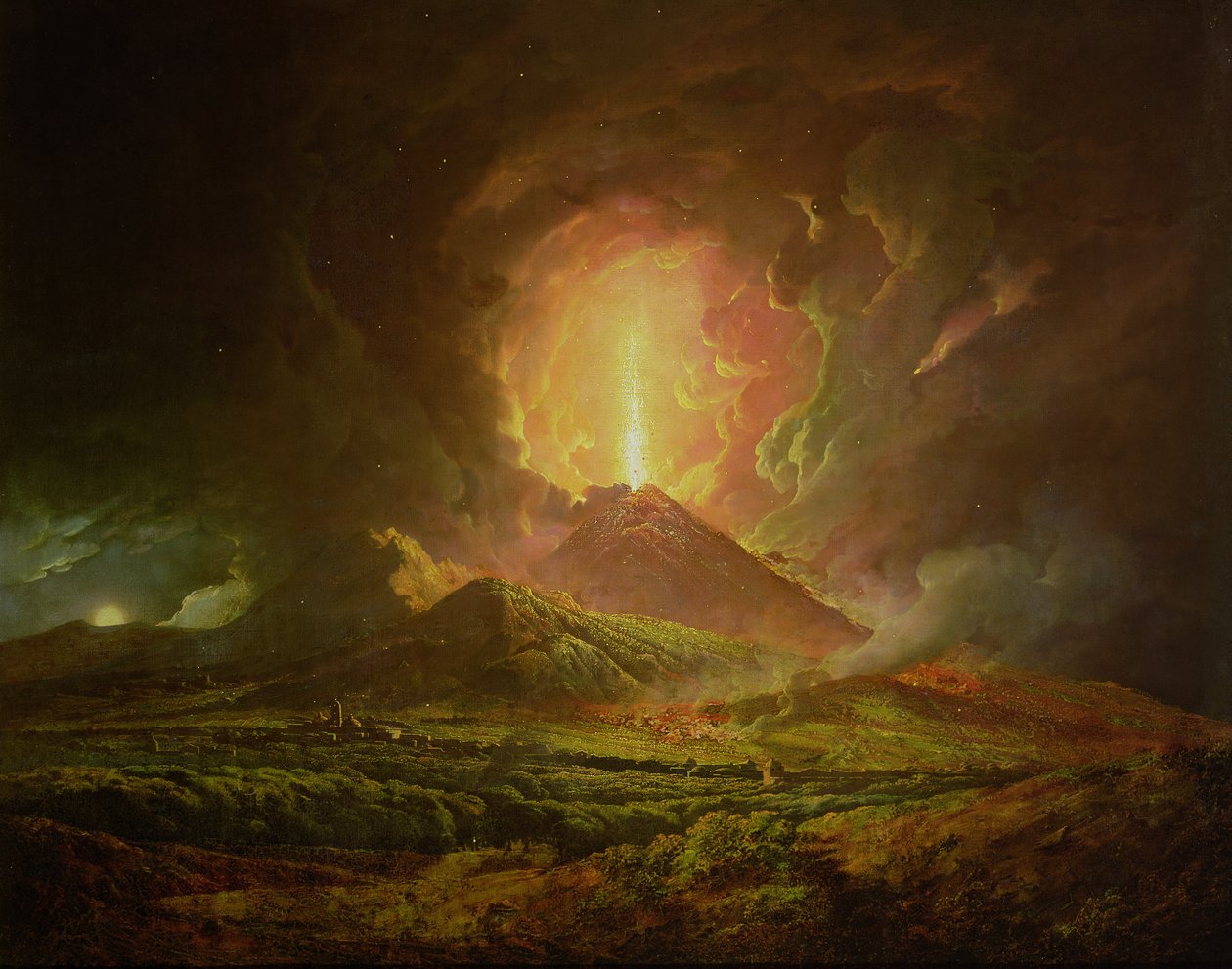 Et utbrudd av Vesuv, sett fra Portici, ca. 1774-6 av Joseph Wright of Derby