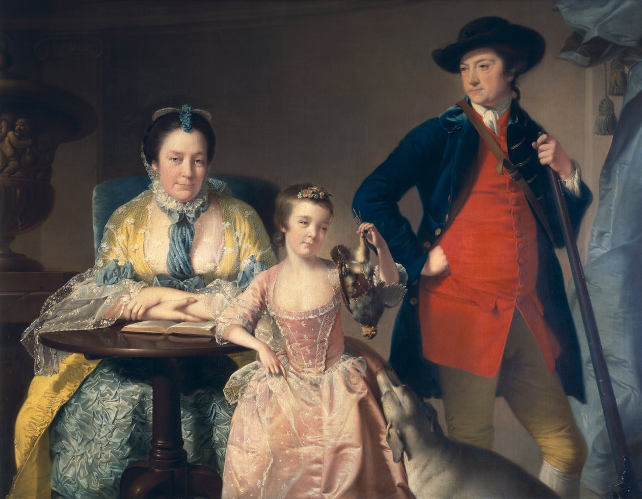 James og Mary Shuttleworth med en av deres døtre, 1764 av Joseph Wright of Derby