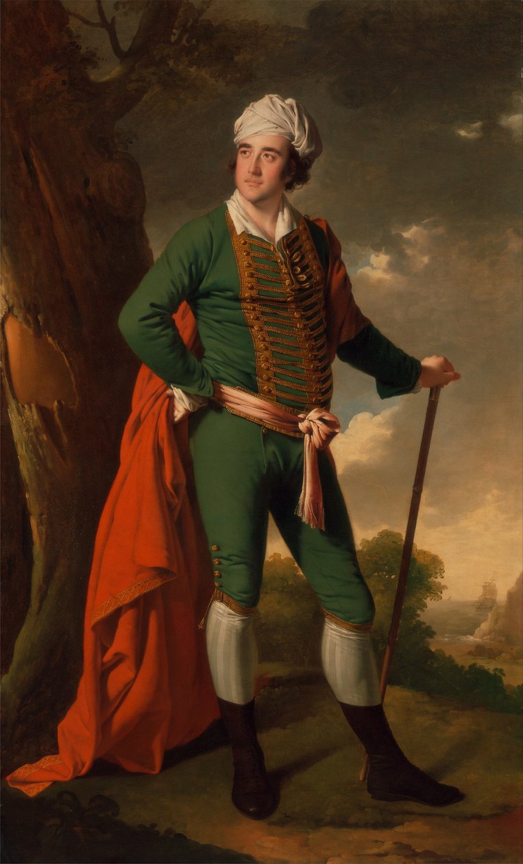 Portrett av en mann, kjent som den indiske kapteinen av Joseph Wright of Derby