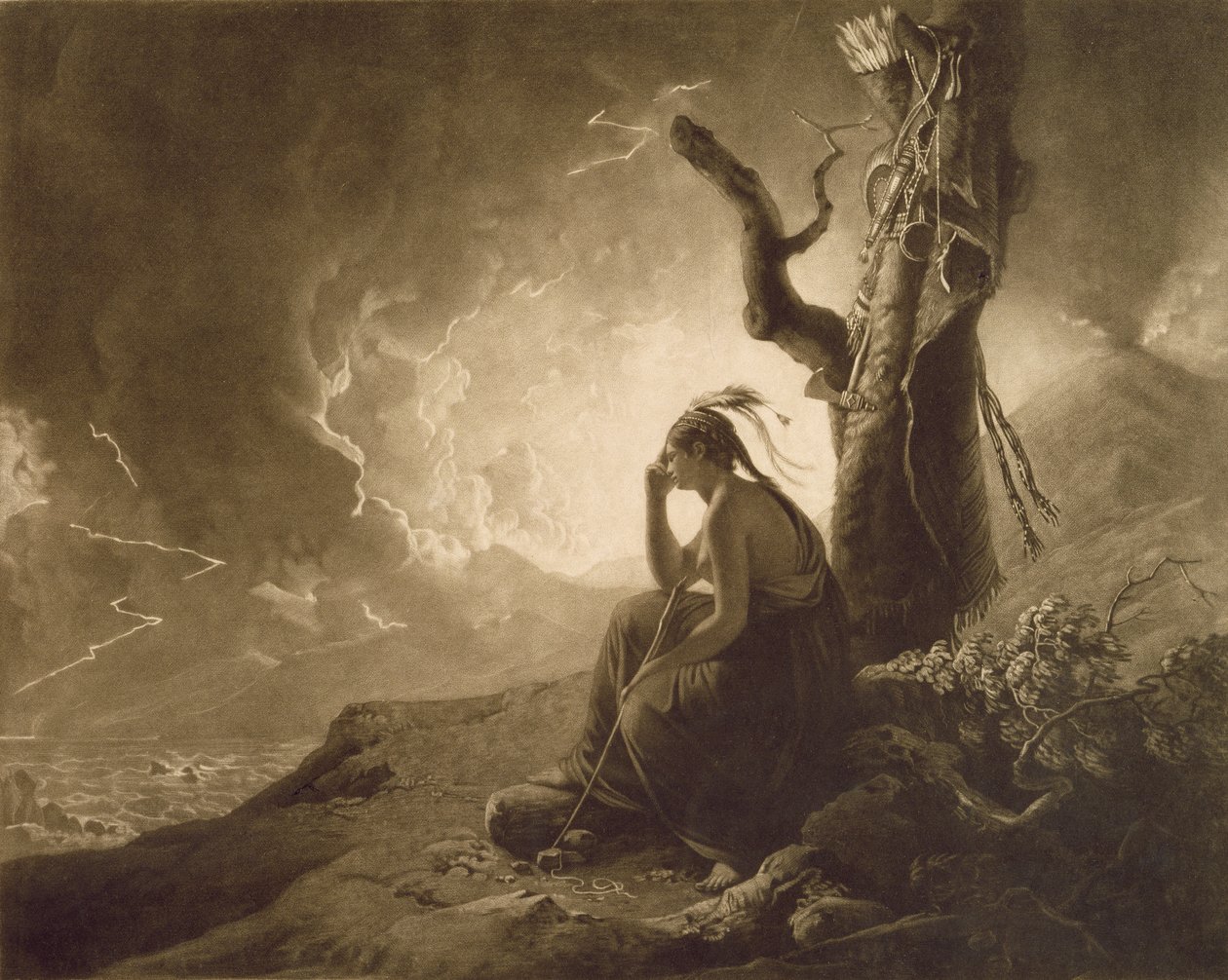 Den indiske enken, 1789 (mezzotint) av Joseph Wright of Derby