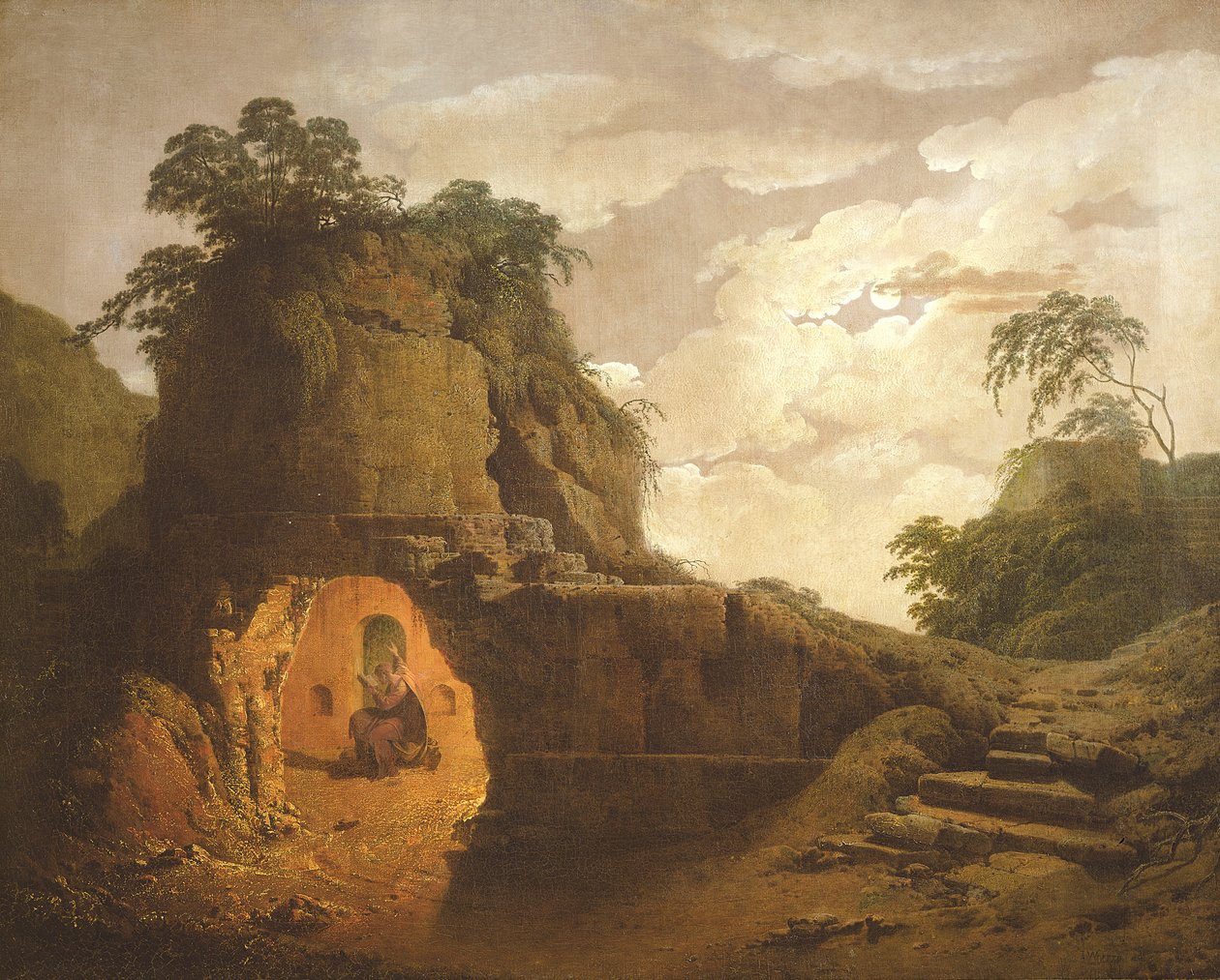 Virgils grav, med figuren til Silius Italicus, 1779 av Joseph Wright of Derby
