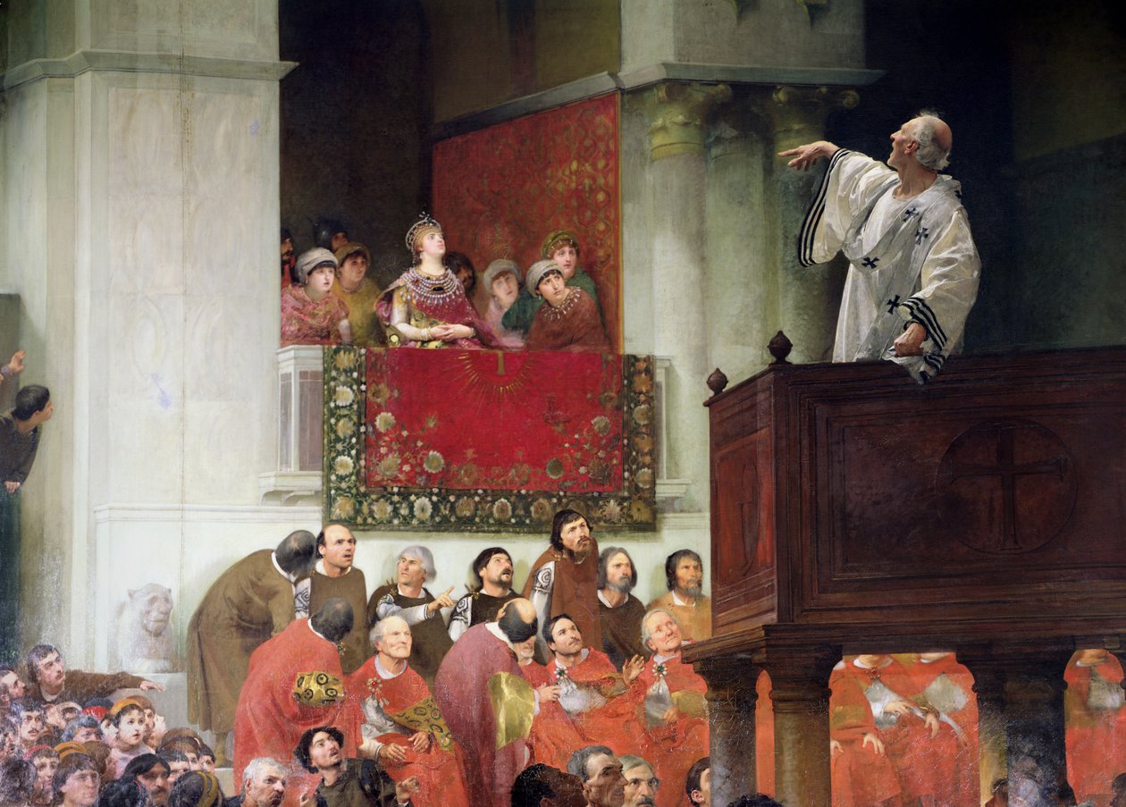 St. John Chrystostomos (ca. 347-407) Forkynnelse før keiserinne Eudoxia (ca. 404) ca. 1880 av Joseph Wencker