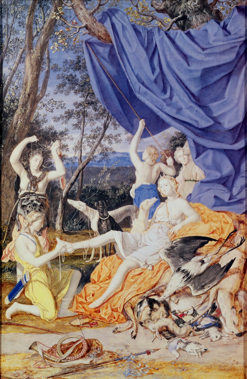 Francoise Louis de la Baume le Blanc (1644-1710) Mademoiselle de la Valliere, som Diana av Joseph Werner