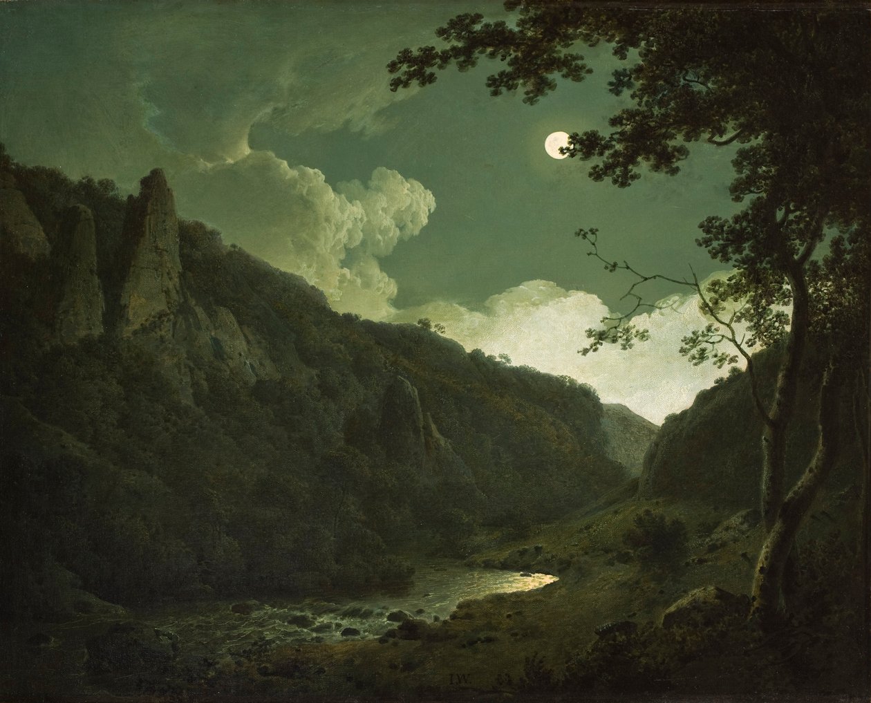 Dovedale av Moonlight, ca. 1784-85 av Joseph Wright of Derby
