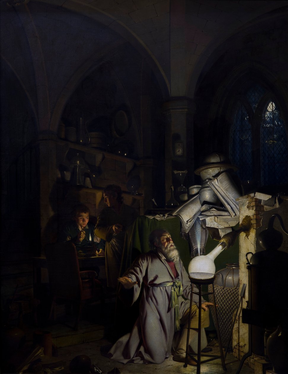 Alkymisten på jakt etter filosofenes stein av Joseph Wright of Derby