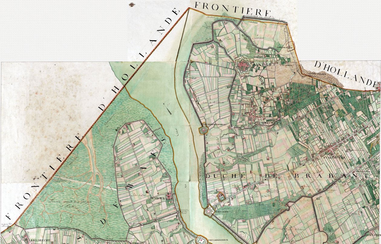 Kart over Santvliet av Joseph de Ferraris