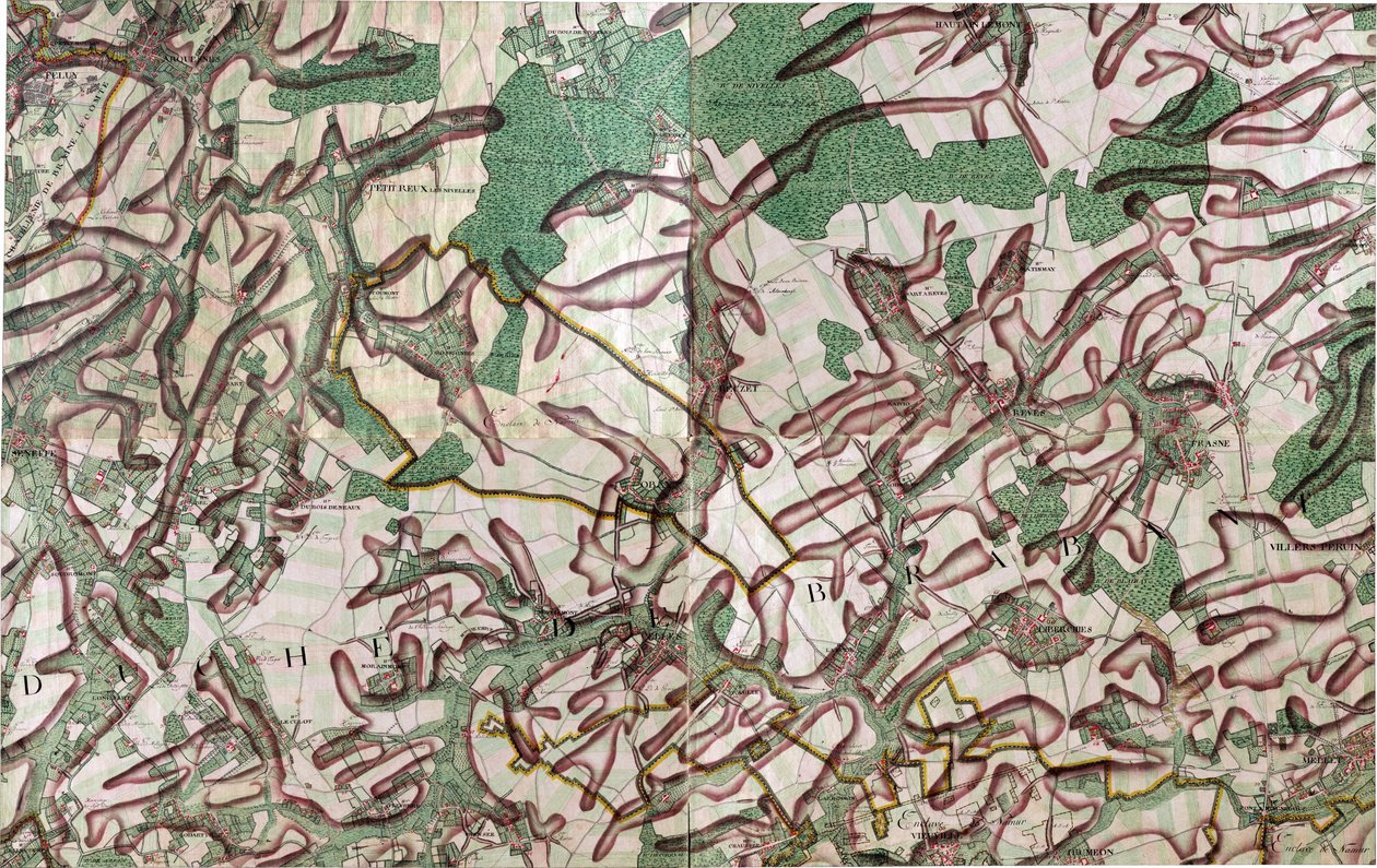 Kart over Seneffe, Belgia av Joseph de Ferraris