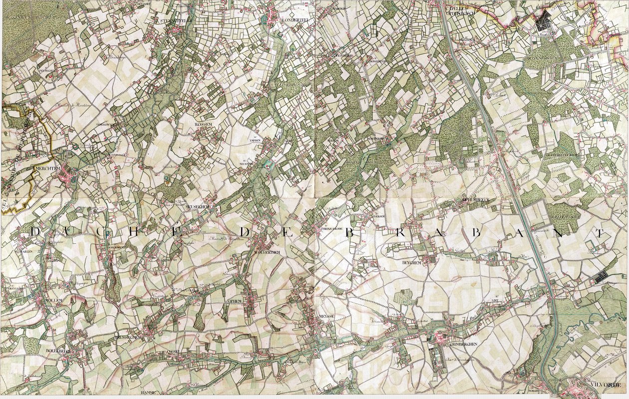 Kart over Vilvorde - Vilvoorde, Belgia av Joseph de Ferraris