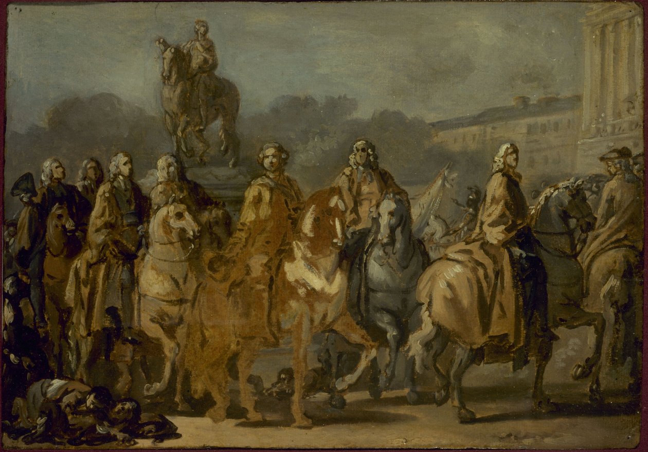 Innvielsen av statuen av Ludvig XV, på plassen med samme navn, av byen Paris, 20. juni av Joseph-Marie the Elder Vien