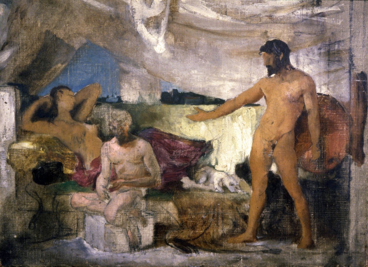 Trojansk krig: Achille og Priam, konge av Troja, ca. 1850 (skisse) av Joseph Noel Sylvestre