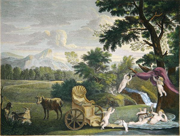 Venus bading og amoriner av Joseph (after) Farington