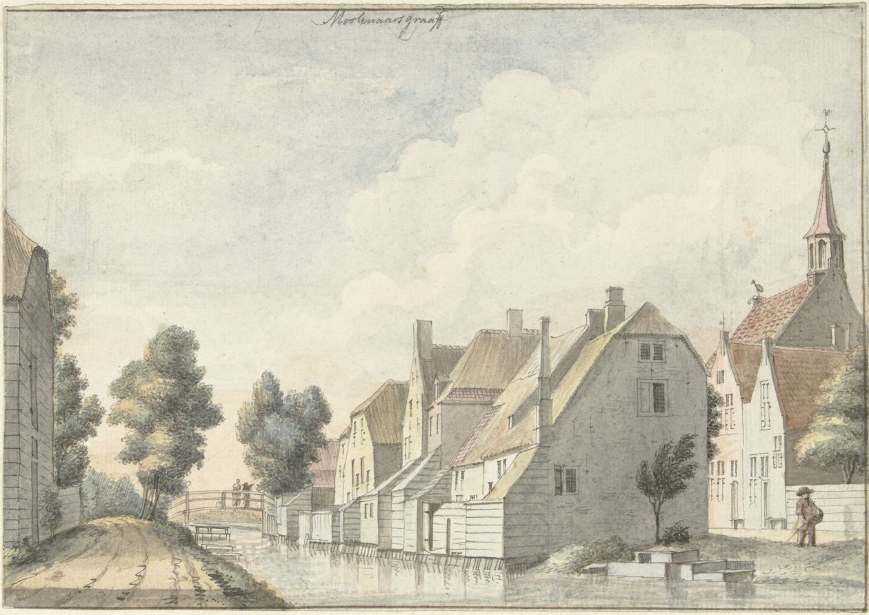 Landsbyen Molenaarsgraaf i Alblasserwaard Moolenaarsgraaff (tittel på objekt) av Joseph Adolf Schmetterling