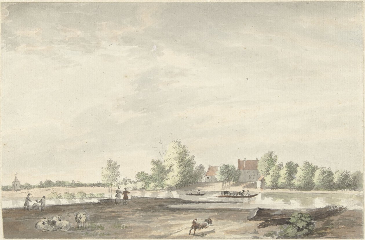 Fergehuset på Lek nær Schoonhoven av Joseph Adolf Schmetterling
