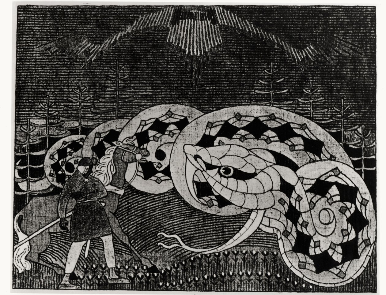 Seppo Llmarinen Ploughing the Field of Snakes, illustrasjon fra 