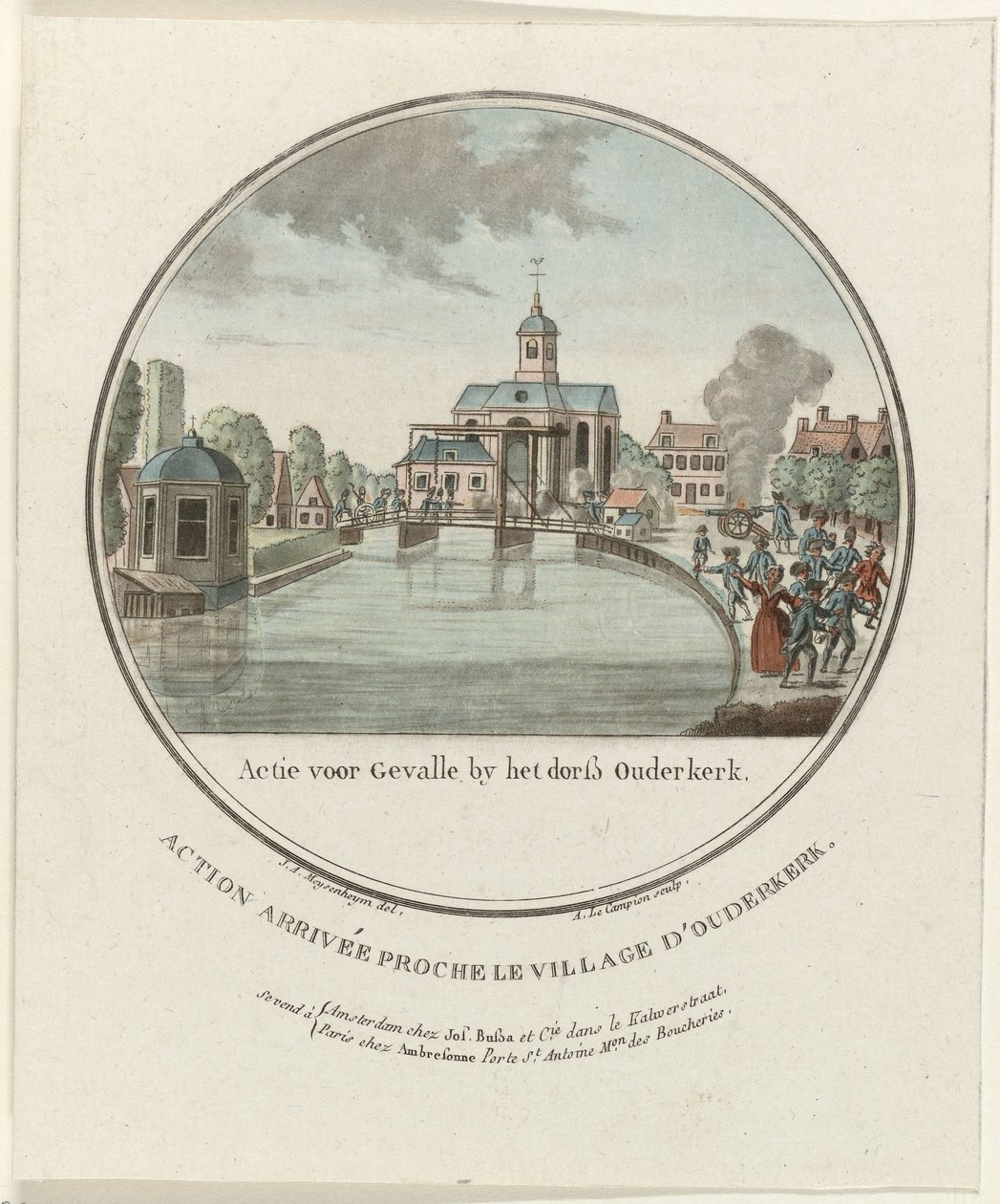 Angrep ved Ouderkerk aan de Amstel, 1787 Action for Gevalle av dorß Ouderkerk / Action arrivée proche le village d