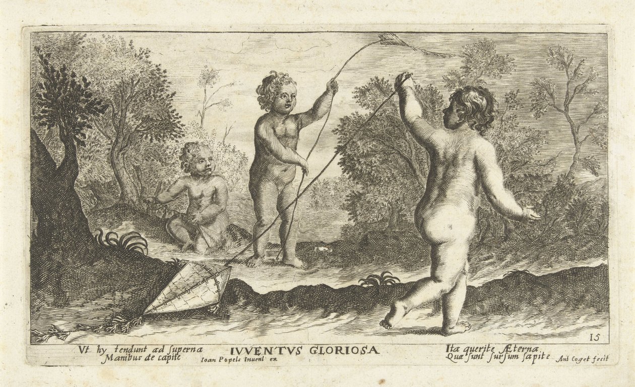 Barn som flyr drager Iuventus gloriosa (tittel på objekt) av Joseph Antoine Cochet