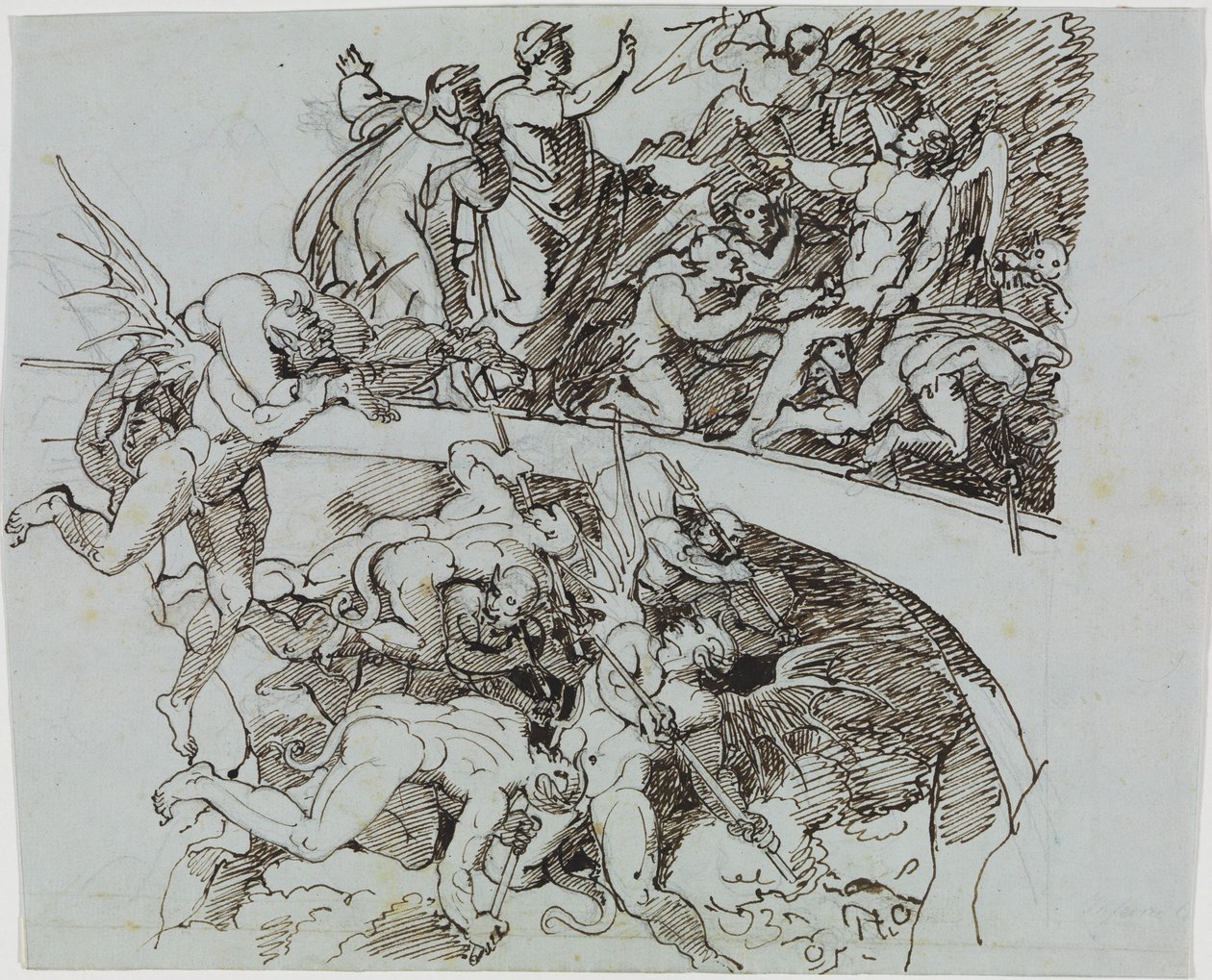 Ved de korrupte embetsmennenes bekinnsjø, rådsmedlemmet fra Lucca (Dantes Inferno, Sang 21, V 34) av Joseph Anton Koch