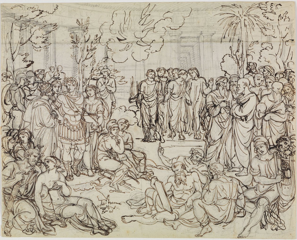 Dante og Vergil blant hedningene i Limbo (Dantes Inferno, sang 4, v. 52) av Joseph Anton Koch