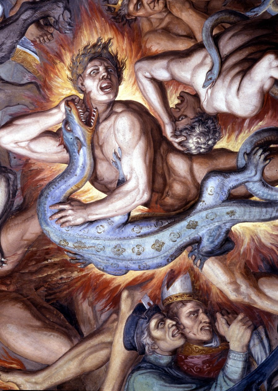 Dantes inferno (guddommelig komedie) - Detalj av en fresco av Joseph Anton Koch, Casino Massimo, Roma av Joseph Anton Koch