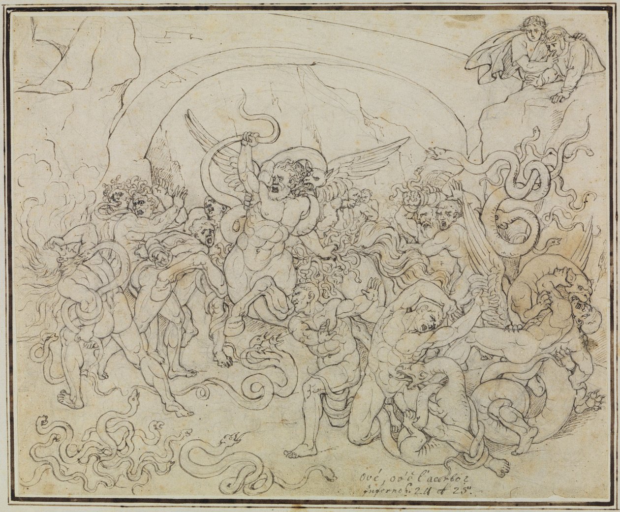 Tyvenes straff i slangenes og dragenes dal (Dantes Inferno, sang 25, V 17) av Joseph Anton Koch
