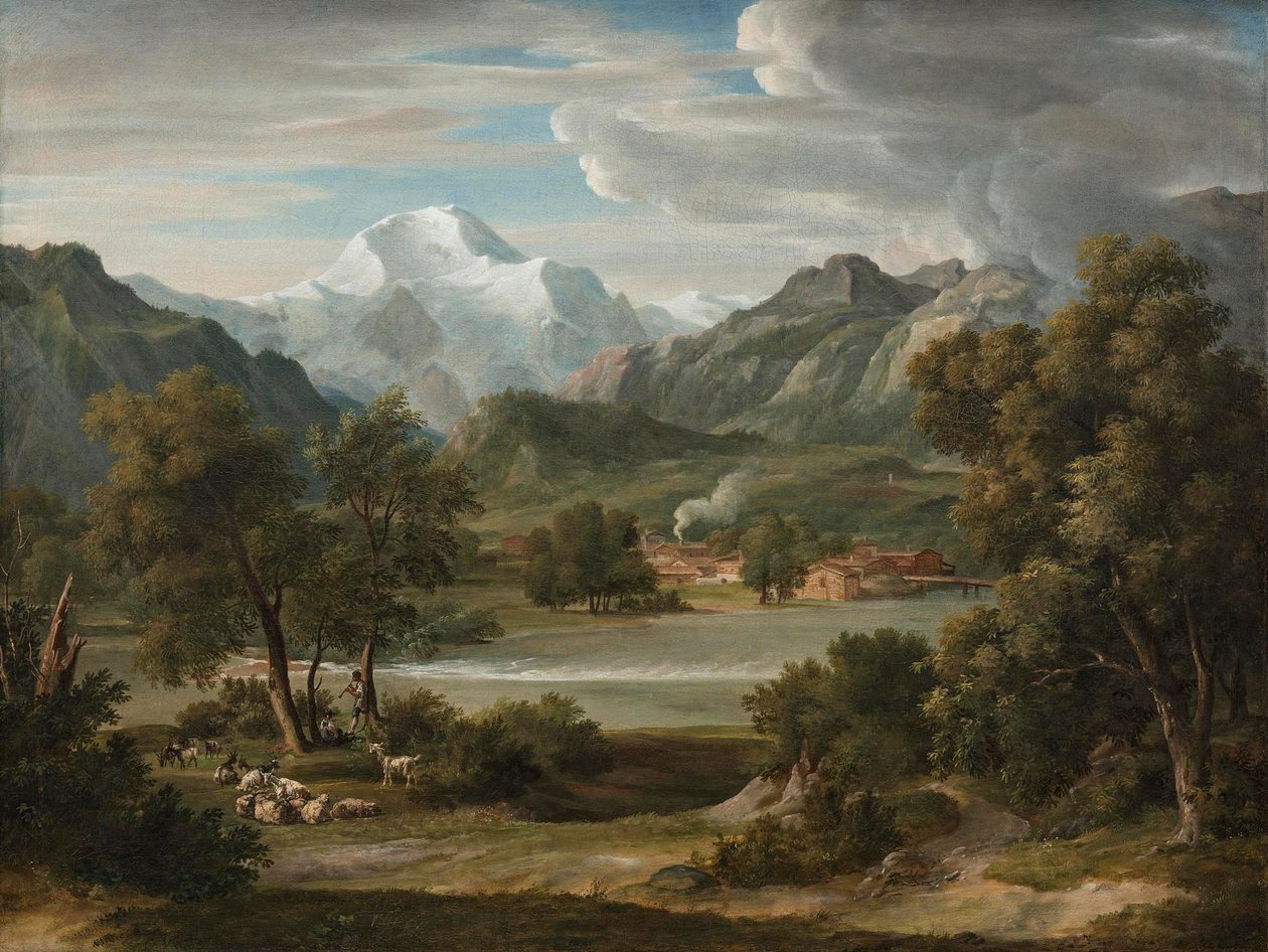 Lauterbrunnendalen nær Unterseen med Jungfrau-fjellet av Joseph Anton Koch