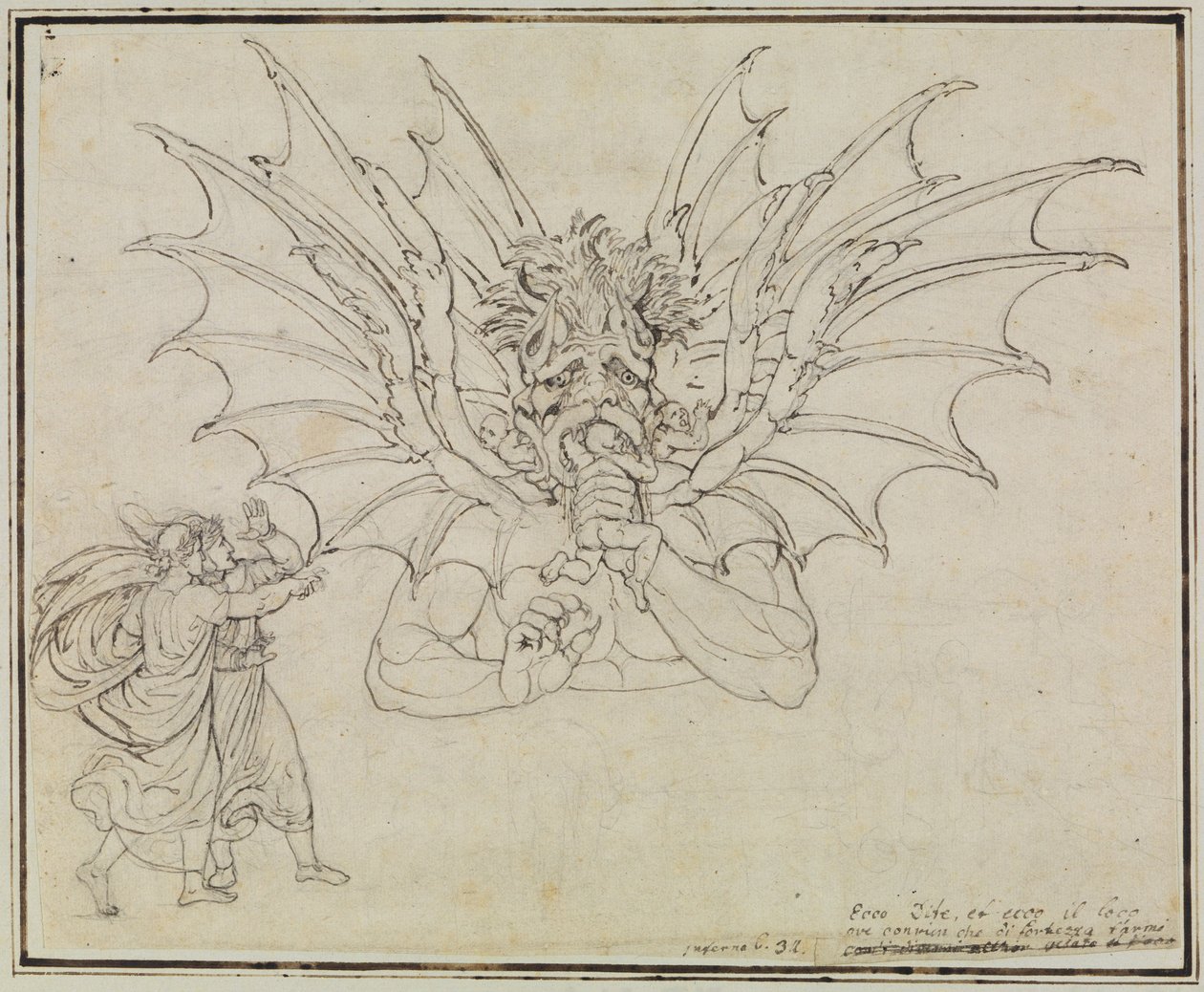 Lucifer (Dantes Inferno, sang 34, vers 37) av Joseph Anton Koch
