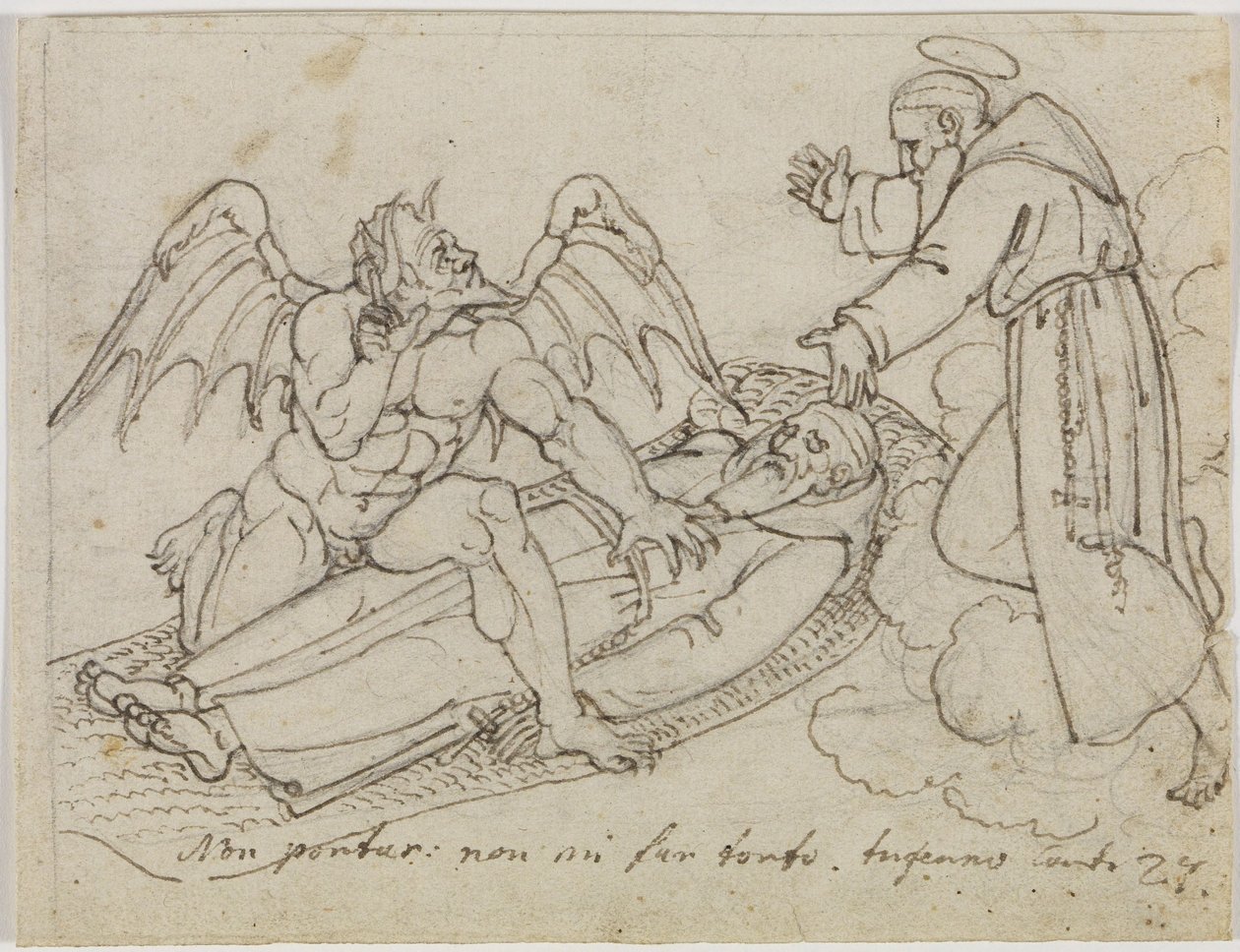 Skisse til Guido da Montefeltro (Dantes Inferno, sang 27) av Joseph Anton Koch