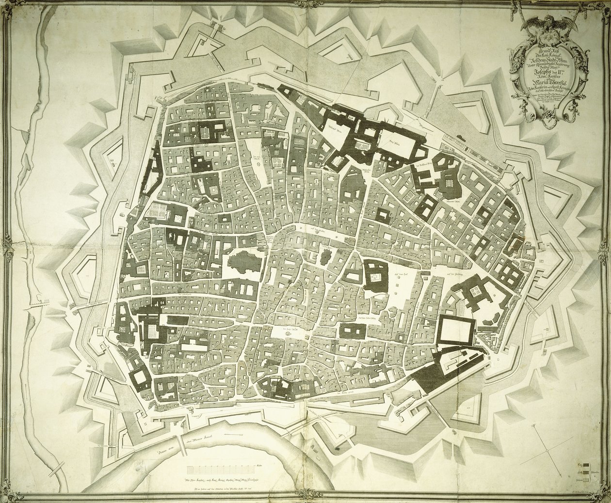 En gravert plan av Wien, 1770 av Joseph Anton Nagel