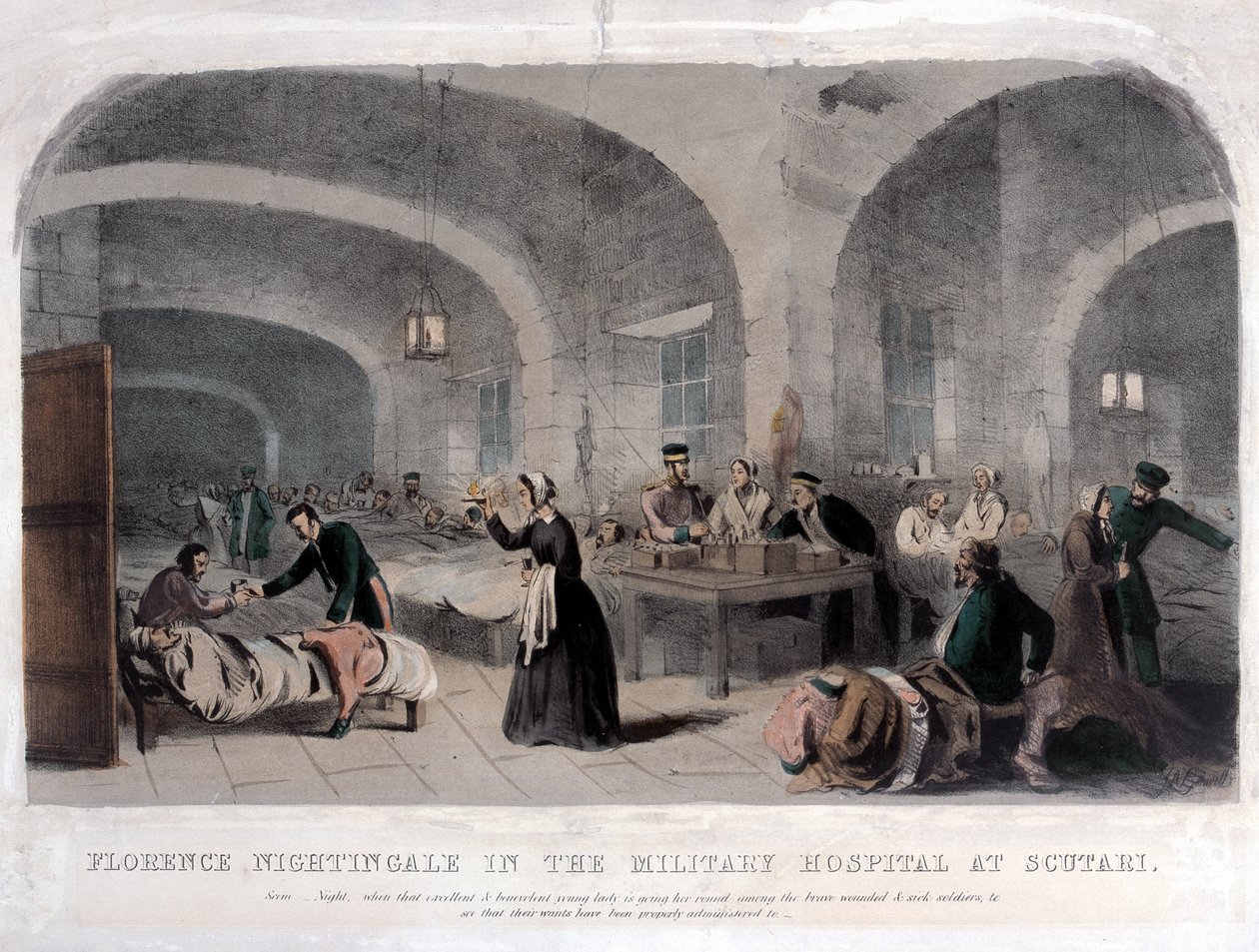 Florence Nightingale (1820-1910) på Militærsykehuset i Scutari under Krim-krigen, 1856 av Joseph Austin Benwell
