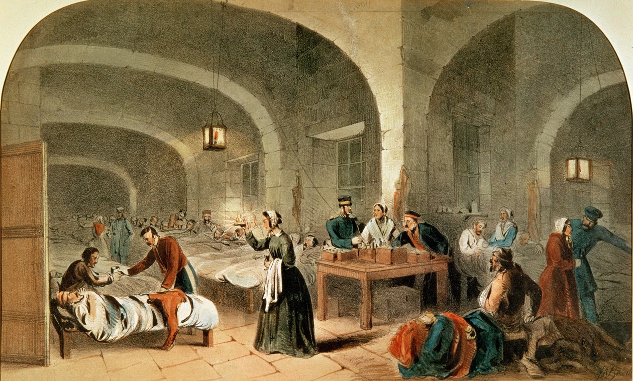 Skisse av en avdeling ved sykehuset i Scutari, ca. 1856 av Joseph Austin Benwell