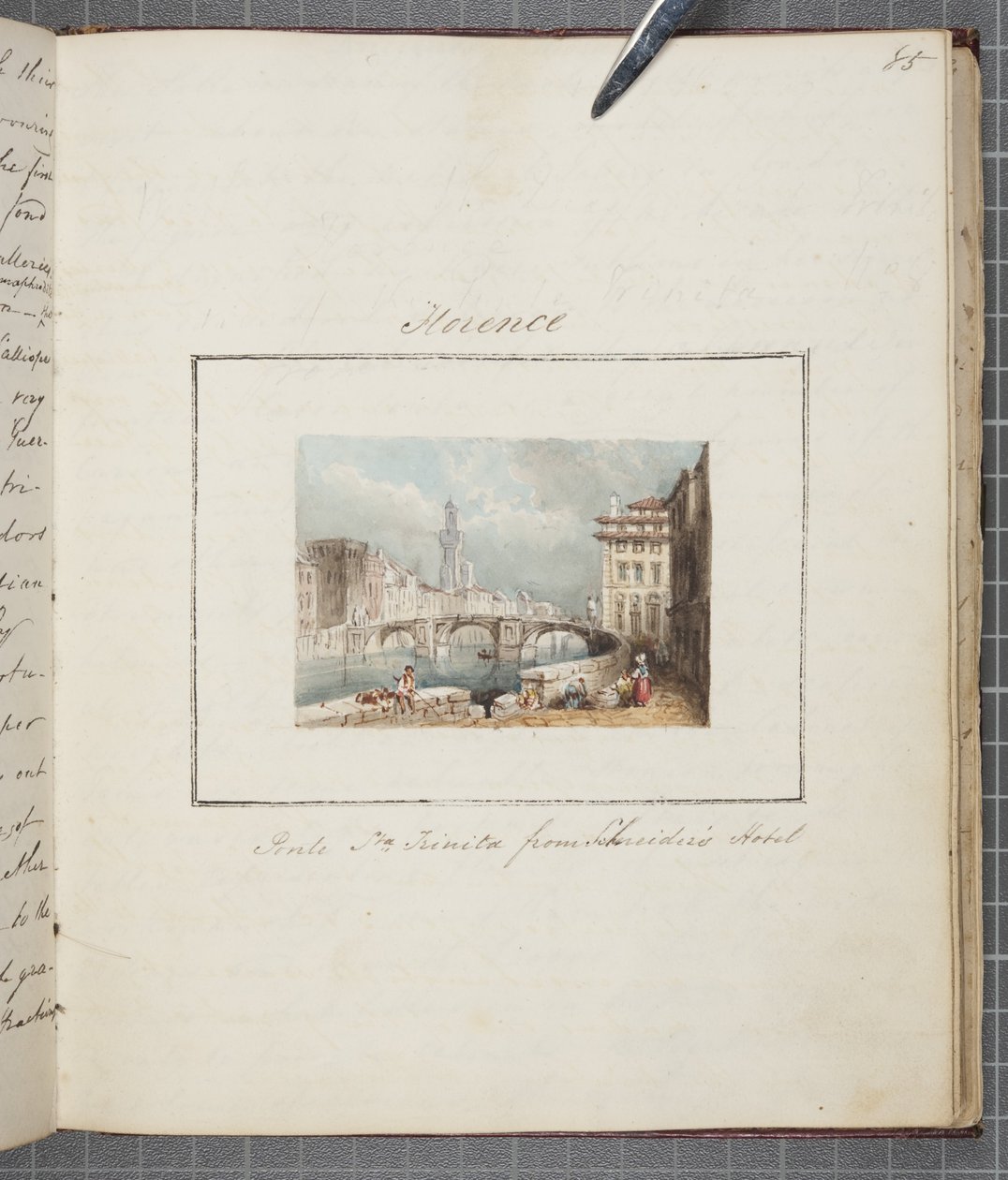 Florence, limt inn i Thomas Moodys Journal of a tour through Sveits og Italia, 1822 (wc på papir) av Joseph Axe Sleap