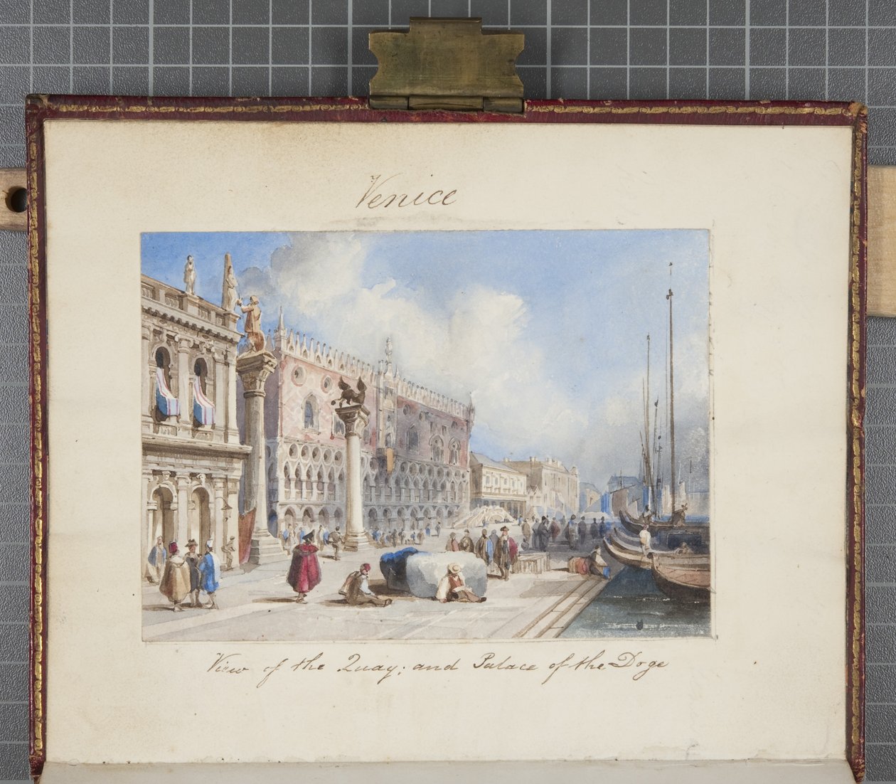 Venezia, limt inn i Thomas Moodys Journal of a tour through Sveits og Italia, 1822 (wc på papir) av Joseph Axe Sleap