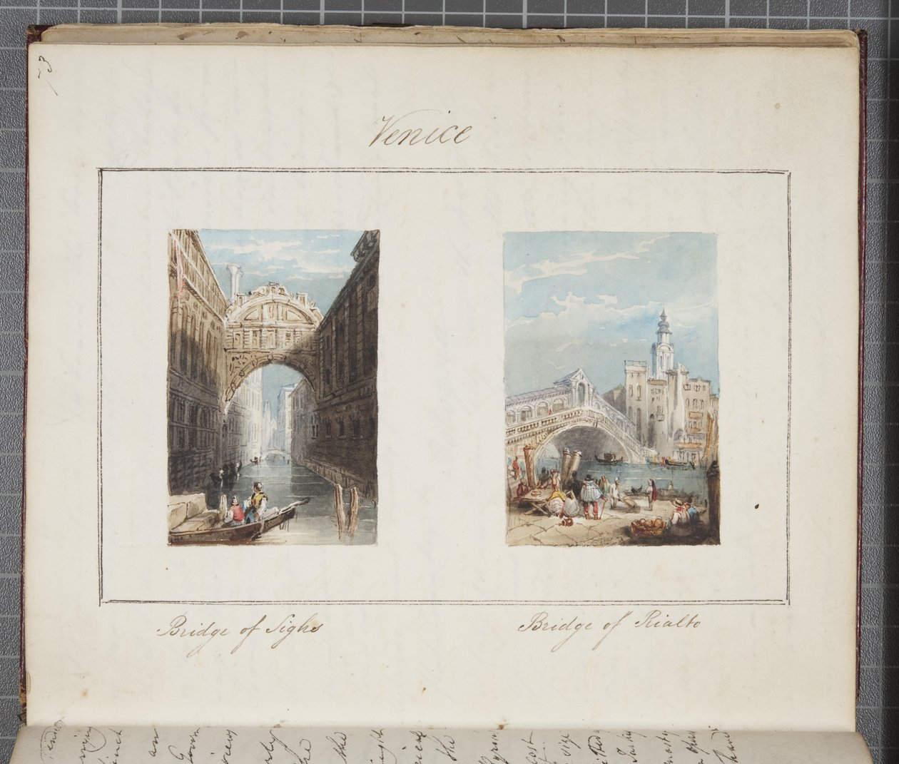 Venezia, limt inn i Thomas Moodys Journal of a tour through Sveits og Italia, 1822 (wc på papir) av Joseph Axe Sleap