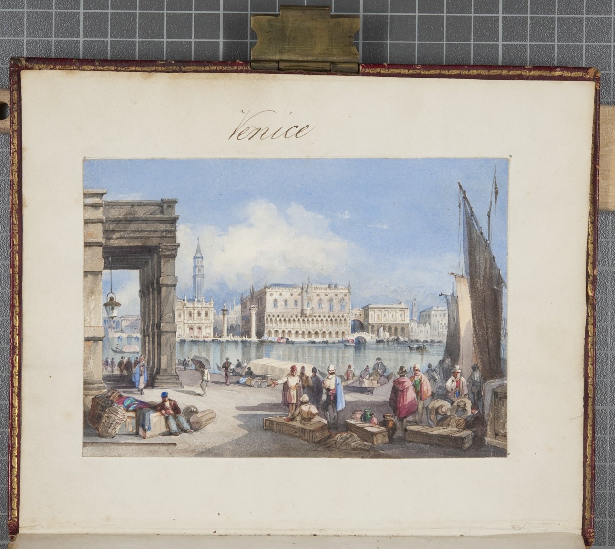 Venezia, limt inn på tittelsiden til Thomas Moodys Journal of a tour through Sveits og Italia, 1822 (wc på papir) av Joseph Axe Sleap