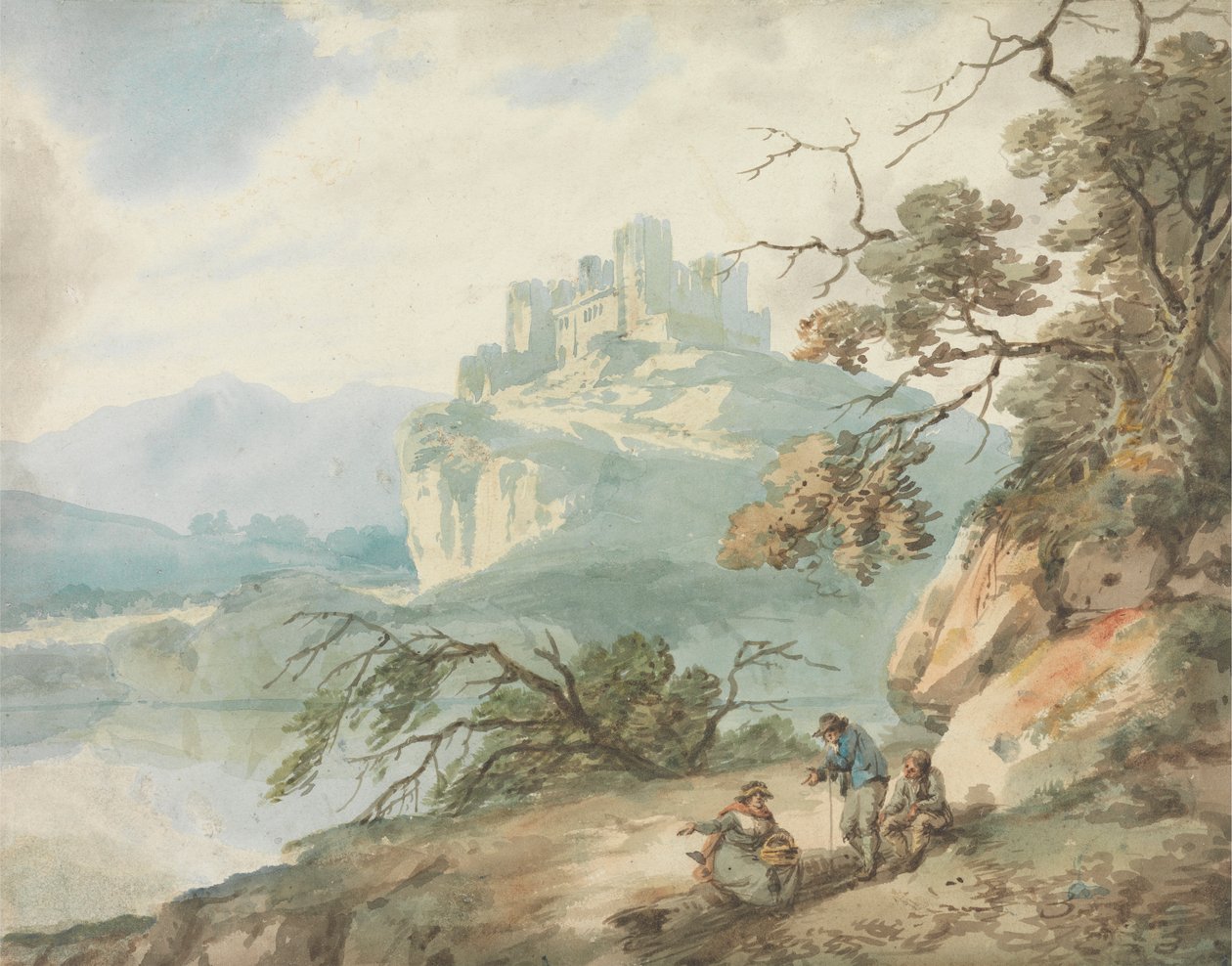 Slott og figurer i et landskap av Joseph Barber