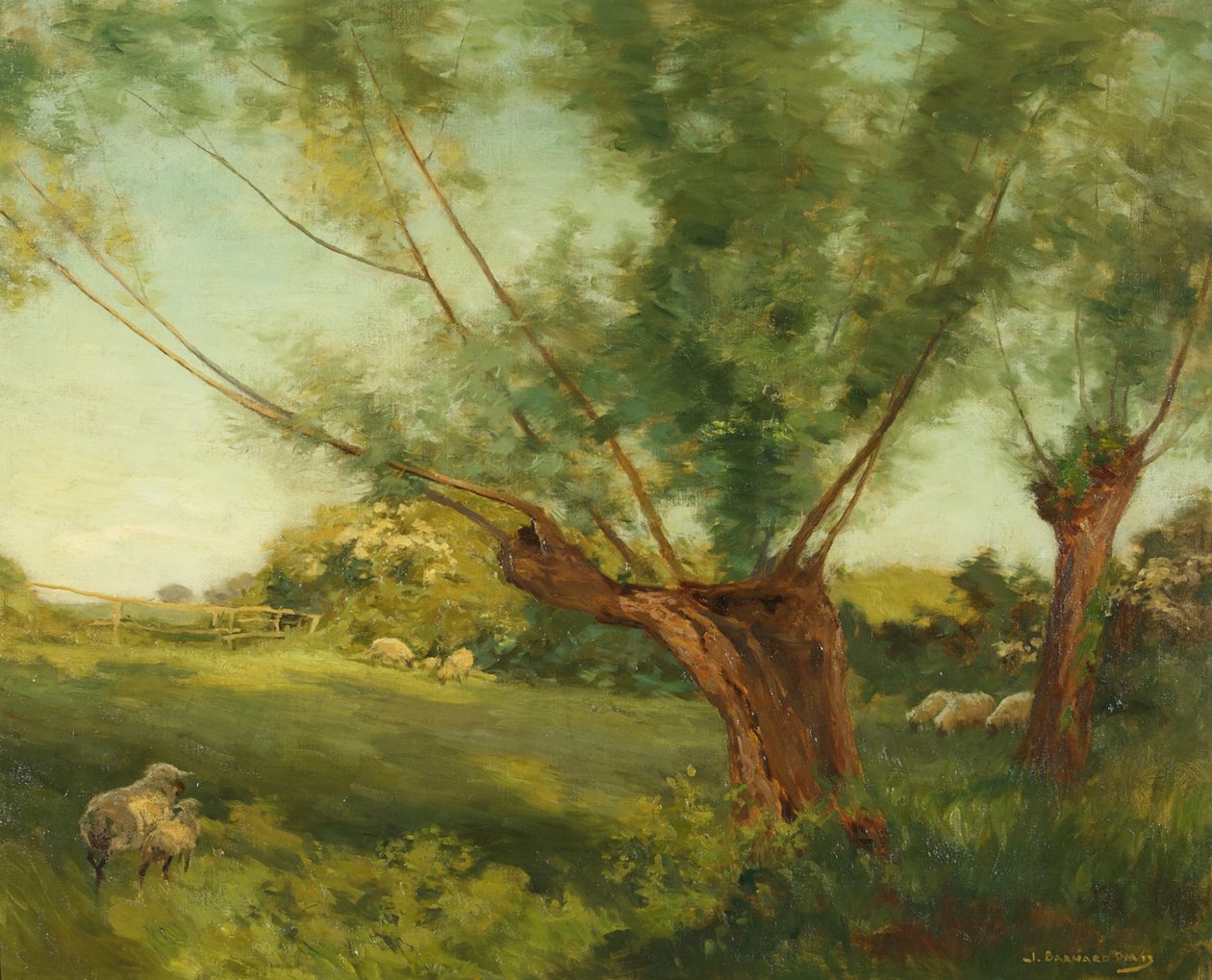 Bibury, Cotswold Hills (olje på lerret) av Joseph Barnard Davis