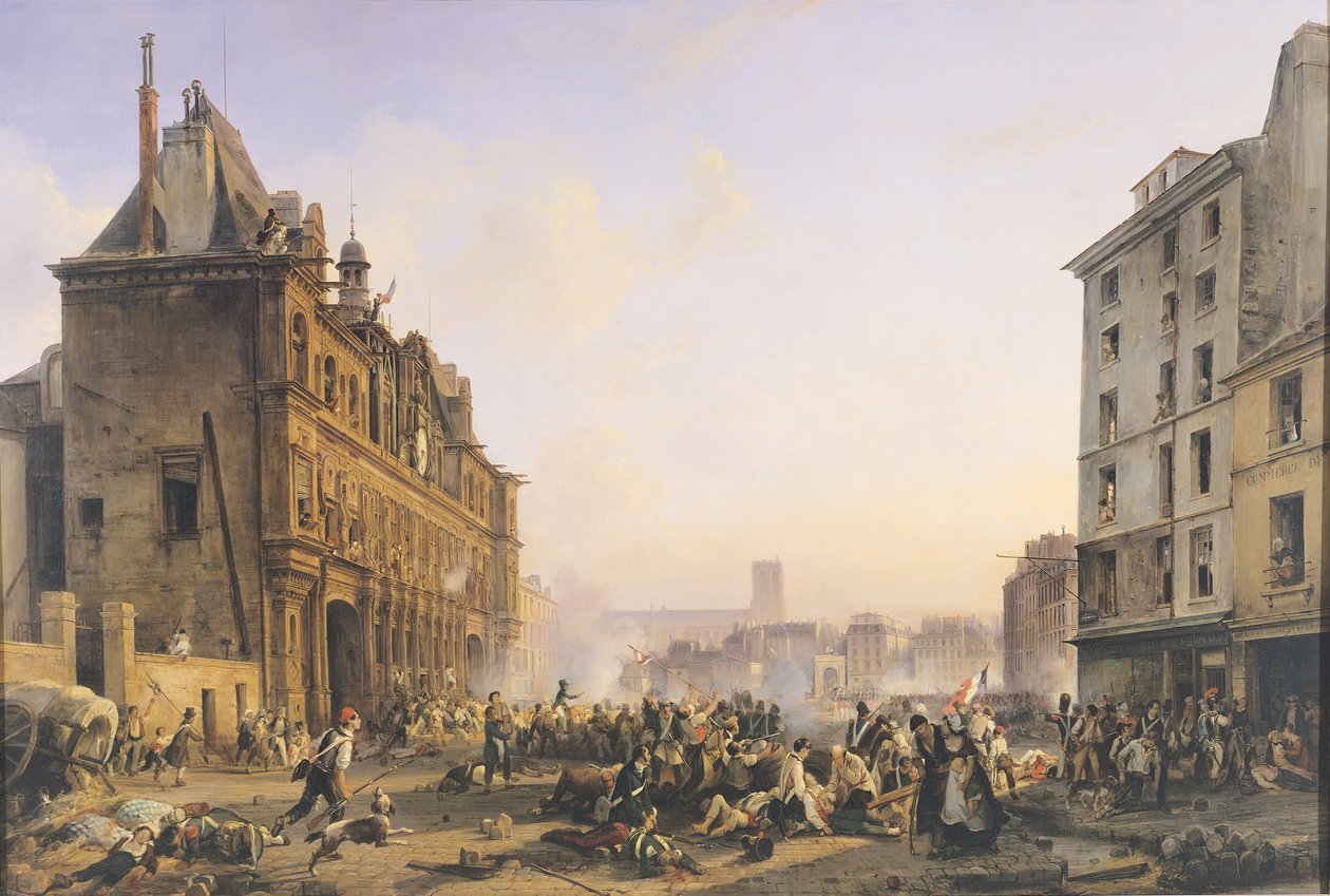 Angrep på Hotel de Ville, 28. juli 1830 av Joseph Beaume